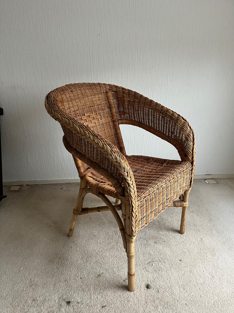 Vintage Rotan Kuipstoel Riet, Ophalen, Overige kleuren, Jaren '70, Riet of Rotan