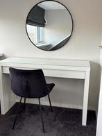 IKEA Malm toilettafel/bureau met Ronde Spiegel, Ophalen, 100 tot 150 cm, Zo goed als nieuw, Minder dan 100 cm