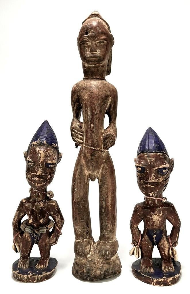 1196. Houten beelden, Yoruba Ibeji, Nigeria - Afrika, Antiek en Kunst, Kunst | Beelden en Houtsnijwerken, Ophalen of Verzenden