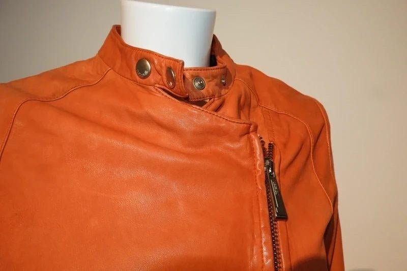 Cavalli oranje leren jas jack mooie pasvorm Nette staat IT40, Verzenden, Oranje, Cavalli, Maat 34 (XS) of kleiner