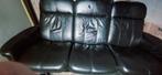 Leren vliegtuig/ bioscoopbank. Zwart, echt leder. 3 zits., Ophalen, Gebruikt