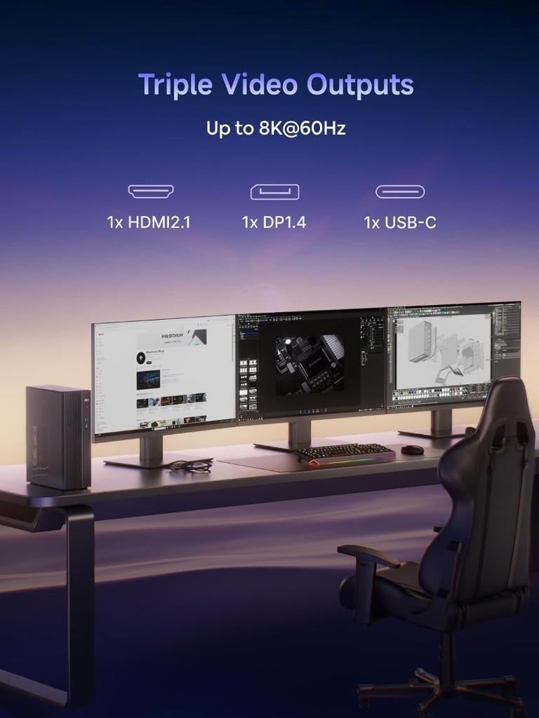 MINISFORUM 795S7,  AMD Ryzen 9 7945HX 16 core, Barebone, Minisforum, Minder dan 4 GB, Ophalen of Verzenden, Zo goed als nieuw