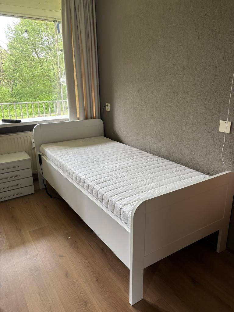 Elektrisch seniorenbed 90X200, Ophalen, 90 cm, Eenpersoons, Wit
