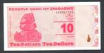 Bankbiljet - Zimbabwe 10 Dollars 2009 - UNC., Ophalen of Verzenden, Zimbabwe, Los biljet