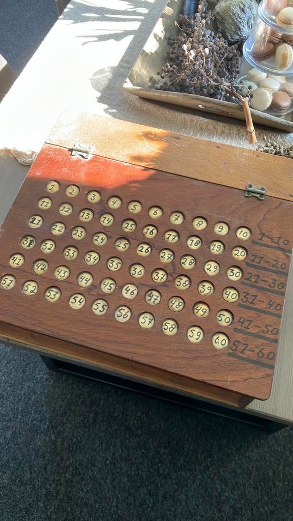 Antieke oude bingo spel voor 60 personen, Ophalen of Verzenden