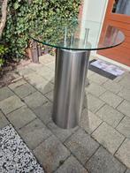 Statafel met glazen blad en RVS onderstel, Ophalen of Verzenden, Gebruikt