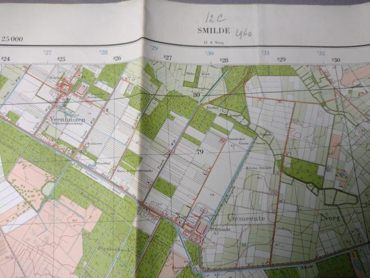 12 C Smilde Veenhuizen Appelscha Ravenswoud Plattegrond 1960, Antiek en Kunst, Kunst | Litho's en Zeefdrukken, Ophalen of Verzenden