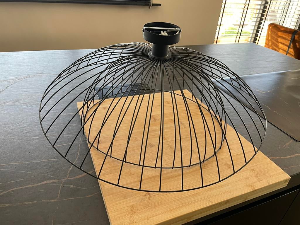 Design plafondlamp zwart met dubbel kap 66cm - Pua, Huis en Inrichting, Lampen | Lampenkappen, Ophalen, Zwart, Rond, Zo goed als nieuw
