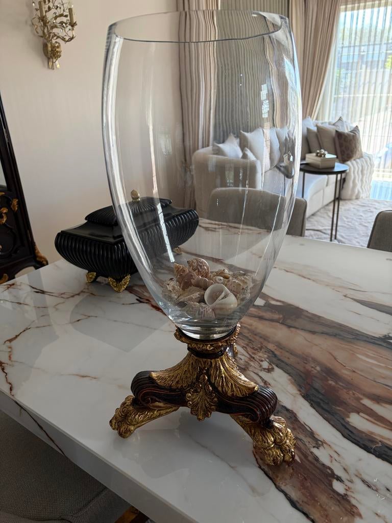 Franse Barok Windlicht / Vaas met Gouden Voet, Antiek en Kunst, Ophalen of Verzenden