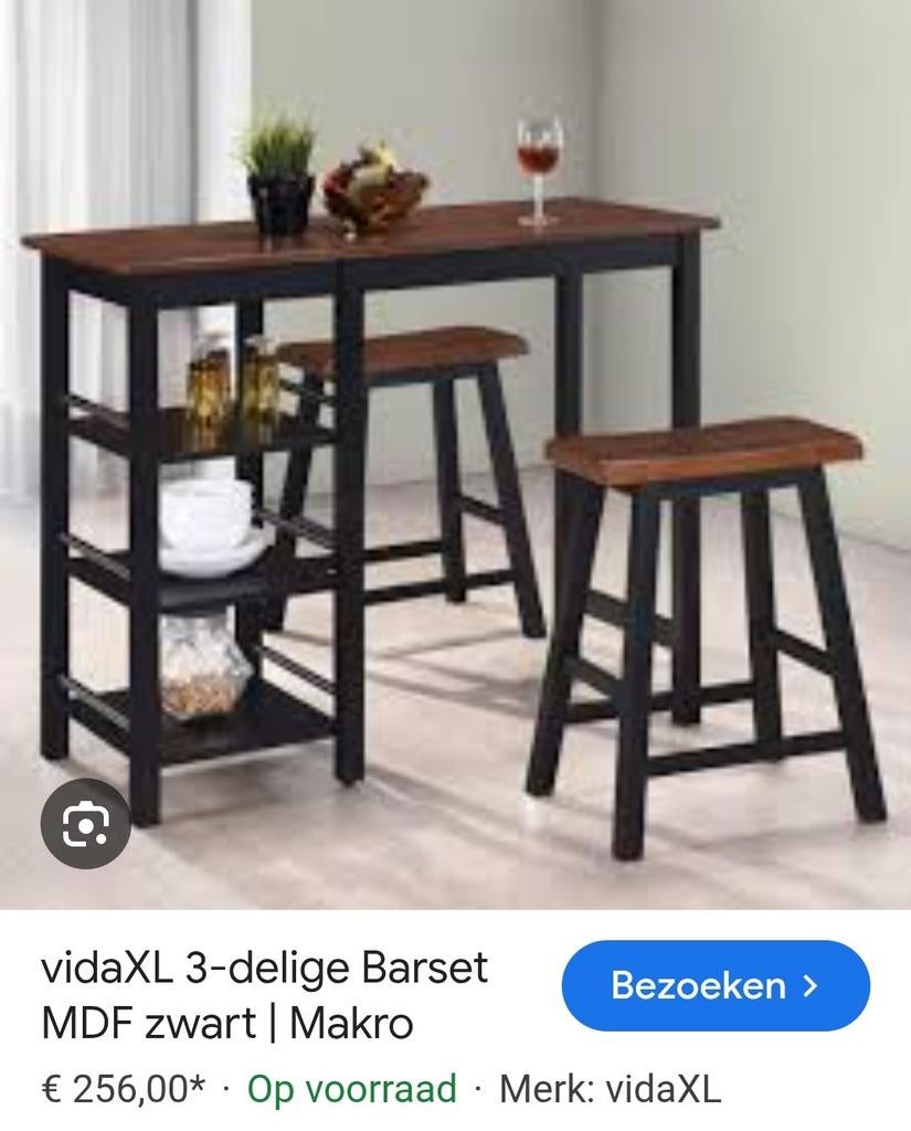 Leuk barretje met 2 krukken, Ophalen, Zo goed als nieuw, Inclusief barstoelen