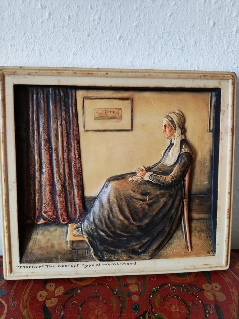 Antieke Arthur Osborne Ivorex 'Moeder' 3D wandplaat, Verzenden