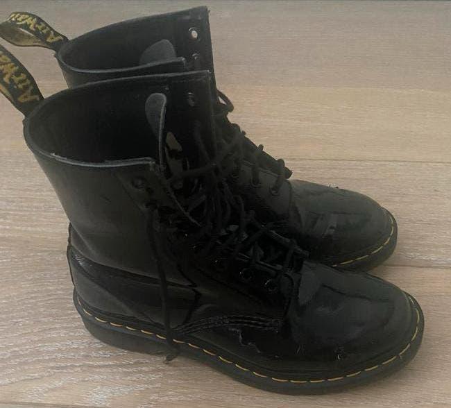 Dr. Martens boots zwart lakleer maat 39, zo goed als nieuw, Zwart, Lage of Enkellaarzen, Ophalen of Verzenden, Dr. Martens