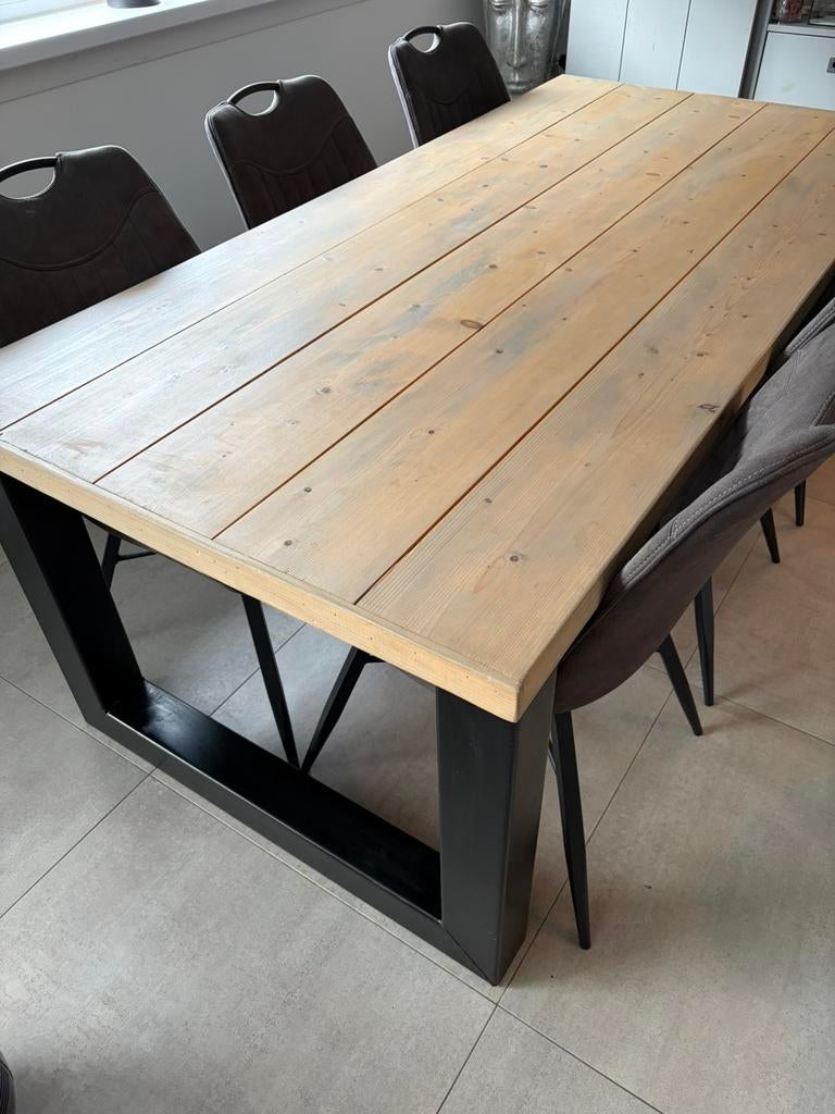 Houten eettafel, Huis en Inrichting, Tafels | Eettafels, 200 cm of meer, Zo goed als nieuw, Rechthoekig, 50 tot 100 cm