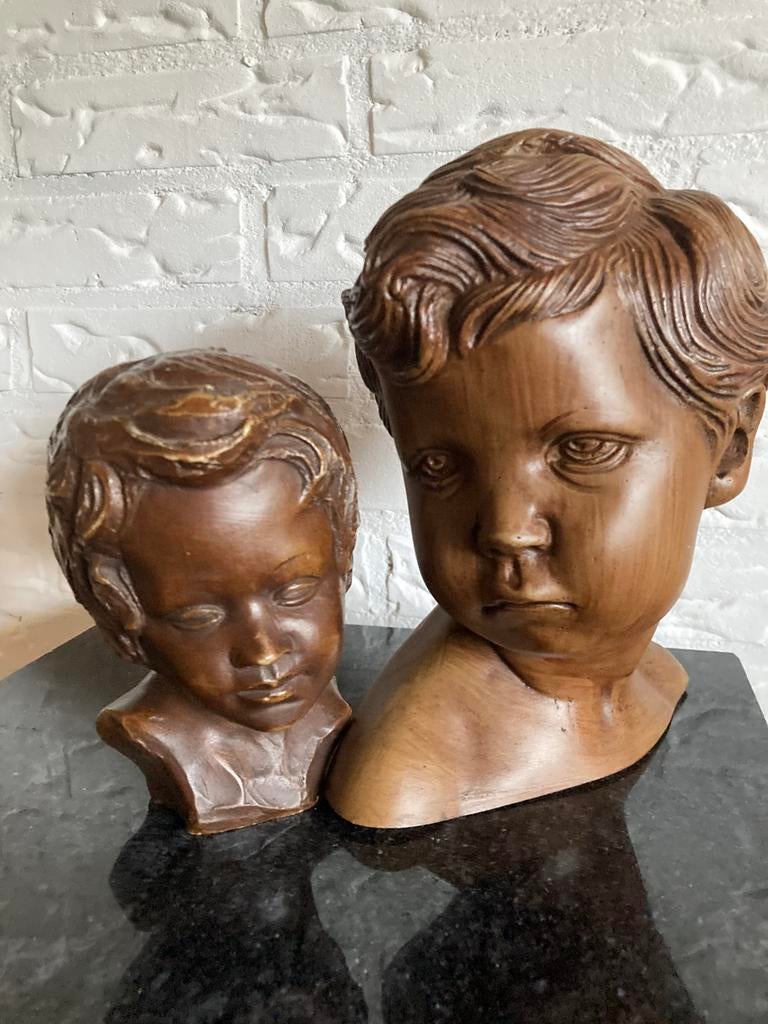 Unieke set vintage kinder bustes Anton Perree (AP234), Antiek en Kunst, Kunst | Beelden en Houtsnijwerken, Ophalen of Verzenden