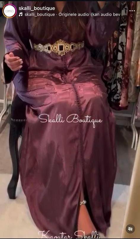 Caftan paars zwart jawhara dubbel gevoerd, Kleding | Dames, Gelegenheidskleding, Ophalen, Overige typen, Paars, Maat 46/48 (XL) of groter