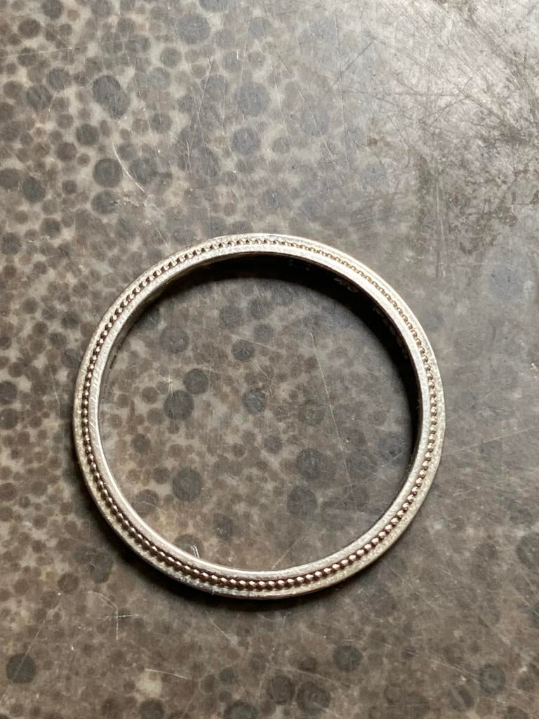 Platina 950 Trouwring met Fijne Details, Ophalen of Verzenden, Zo goed als nieuw, Dame of Heer, Zilver