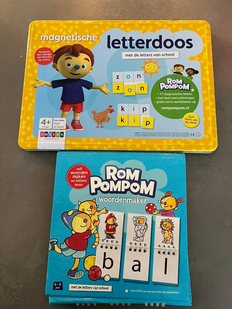 Magnetische letterdoos + woordenmaker Rom Pompom  Zwijsen, Ophalen of Verzenden, Zo goed als nieuw