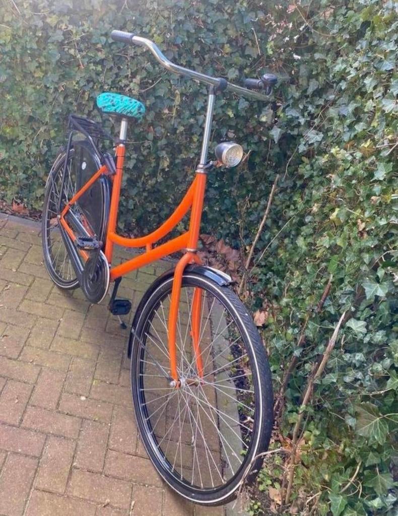Oranje Omafiets - hoge zit en flitsend snel!, 56 cm of meer, Ophalen, Zo goed als nieuw