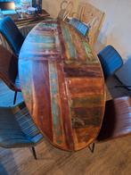 Ovale eettafel met 6 stoelen in goede staat, Huis en Inrichting, Tafels | Eettafels, Ophalen of Verzenden, Gebruikt, Vijf personen of meer