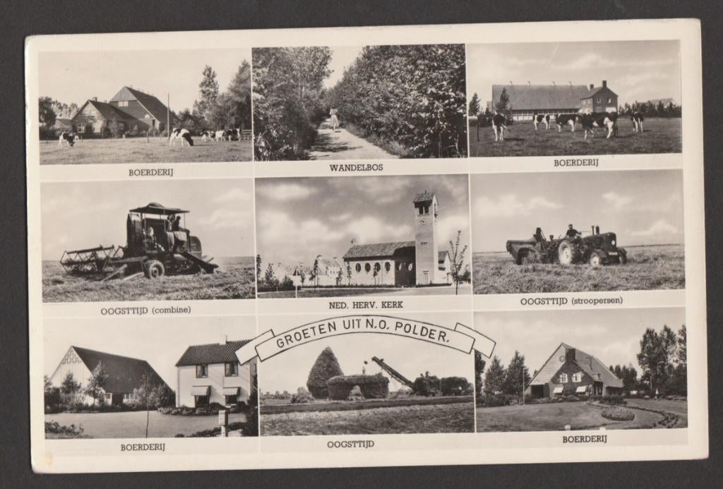Groeten uit N O Polder (Noordoostpolder), Verzenden, 1940 tot 1960, Gelopen, Flevoland