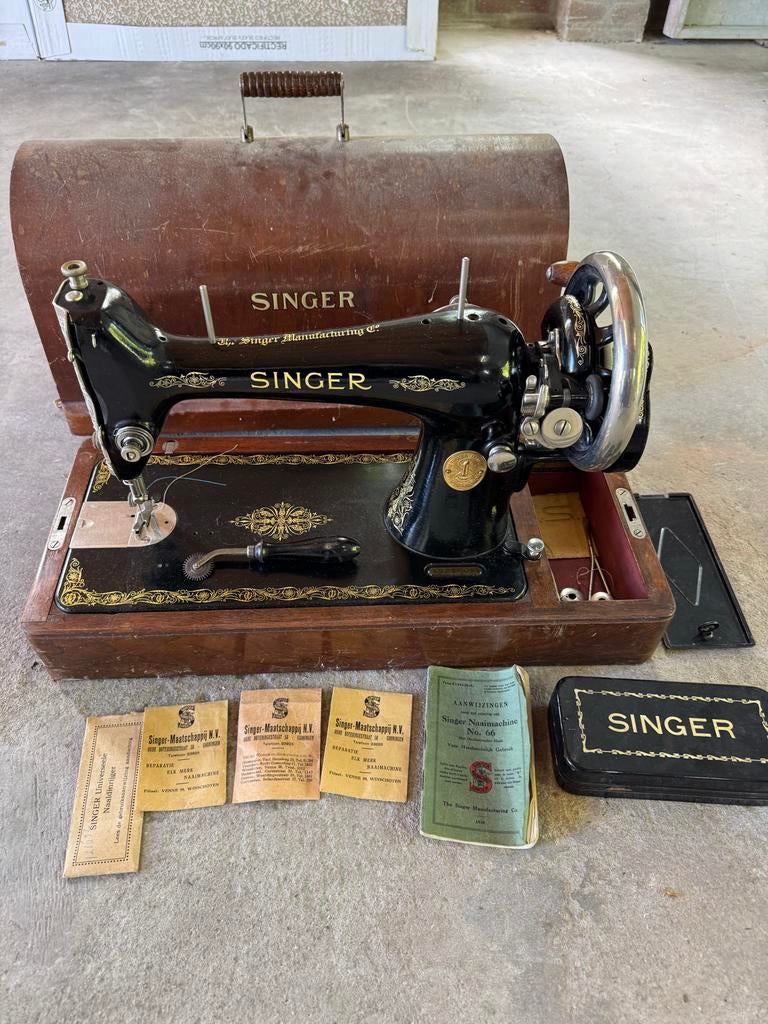 Vintage Singer 99K Naaimachine (ca. 1920) met Koffer & Acc., Ophalen