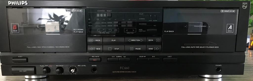 Philips Cassettdeck FC 660, Audio, Tv en Foto, Ophalen, Dubbel, Philips, Tiptoetsen