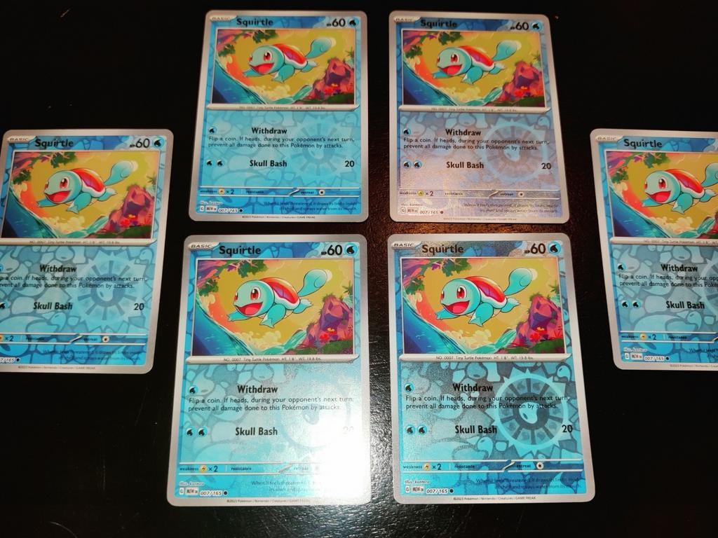 Squirtle+Wartortle reverse holo-"151", Ophalen of Verzenden, Zo goed als nieuw, Meerdere kaarten