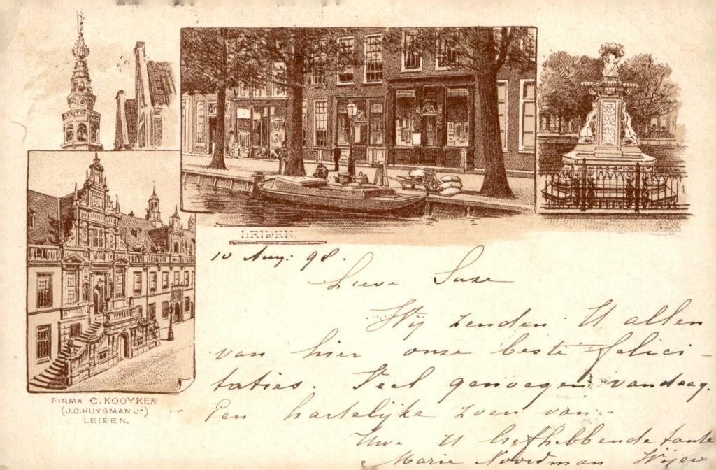 Leiden --kaart verzonden in 1898 !!! # 924, Verzamelen, Ansichtkaarten | Nederland, Verzenden, Voor 1920, Gelopen, Zuid-Holland