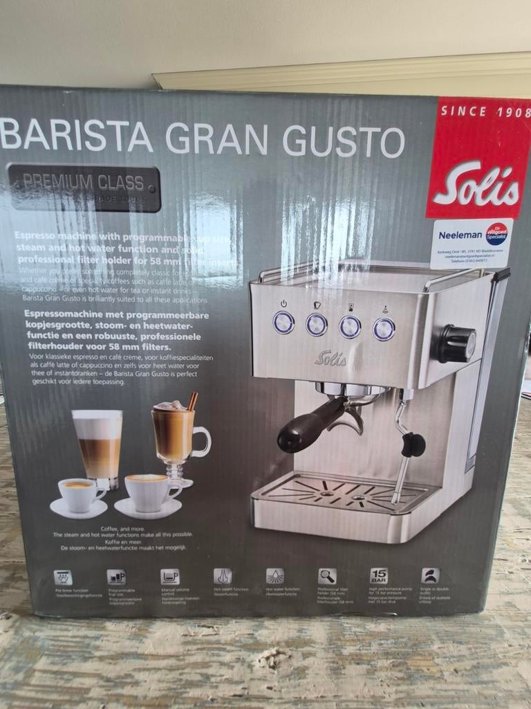 Barista gran gusto SOLIS, NIEUW in doos. Nieuwprijs 399., Ophalen, Nieuw, Koffiemachine, Overige typen