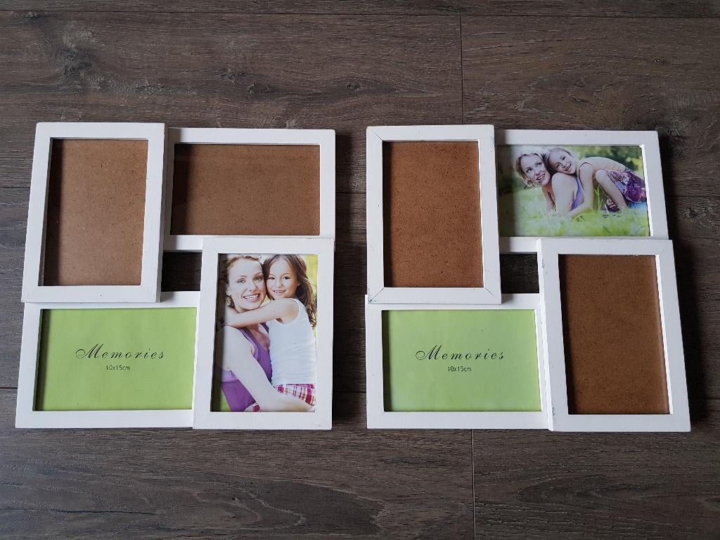 Twee fotolijsten -- 2 x 4 foto's van 10 x 15 cm -, Ophalen of Verzenden, Gebruikt