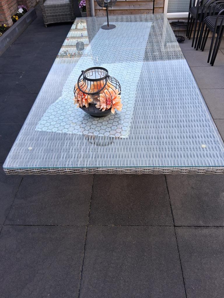 Kunststof rotan tuintafel 100/225, Tuin en Terras, Tuintafels, Ophalen, Rechthoekig, Kunststof