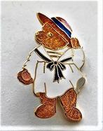 Fish - Vintage Bronze Age Broche, Teddybeer in Matrozenpak, Ophalen, Zo goed als nieuw, Goud, Overige materialen