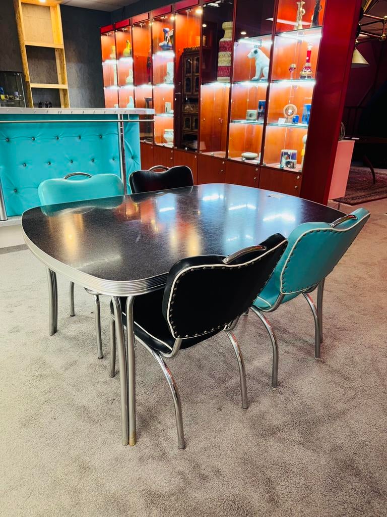 Fifties retro diner eethoek tafel + stoelen, Ophalen of Verzenden