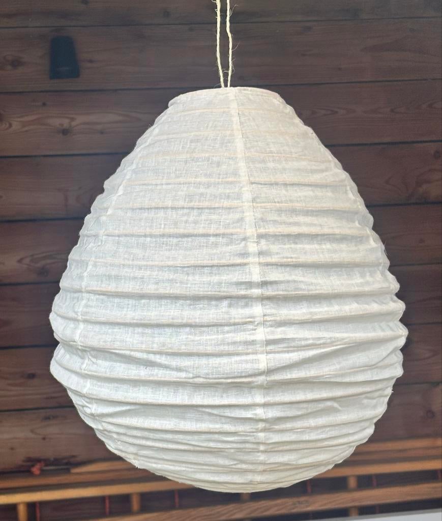 Lampion lampenkap wit katoen - 40 cm lang, 36 cm Ø, Gebruikt, 25 tot 50 cm, Wit, Boho