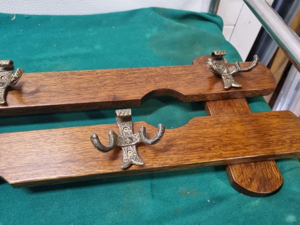 kapstok eikenhout met 5x dubbele haak messing, Ophalen of Verzenden, 'T Olde Gre-j, Info@toldegrej.nl, Endepoelstraat 20f Didam