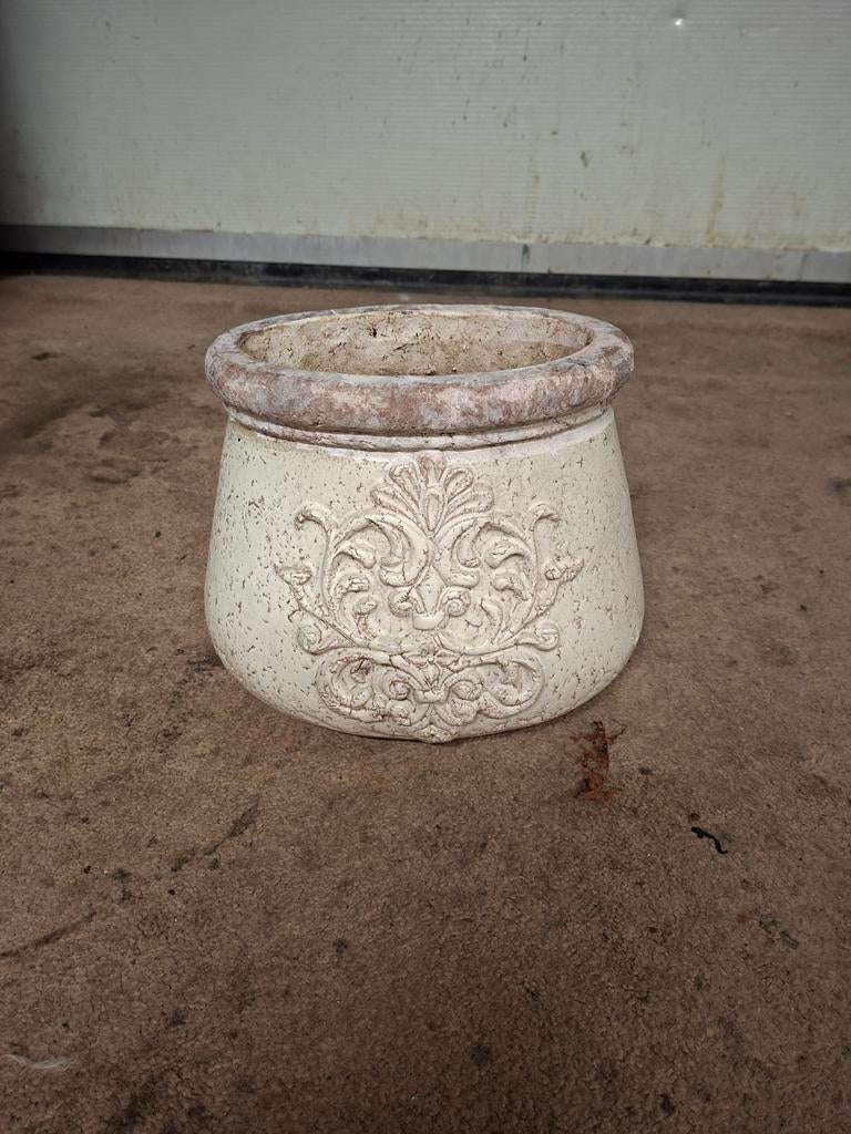 Vintage Barok Landelijke Tuinpot - Hoogte 26cm, Gebruikt, Rond, Minder dan 40 cm, Ophalen