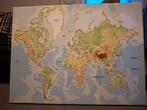 Wereldkaart op canvas, Ophalen of Verzenden, Zo goed als nieuw