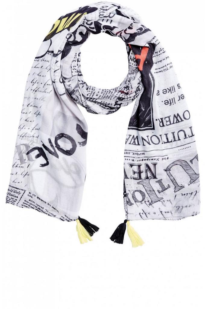 Oui wit/zwarte commic design sjaal 1.70 x 65 cm, Kleding | Dames, Mutsen, Sjaals en Handschoenen, Oui., Maat 46/48 (XL) of groter