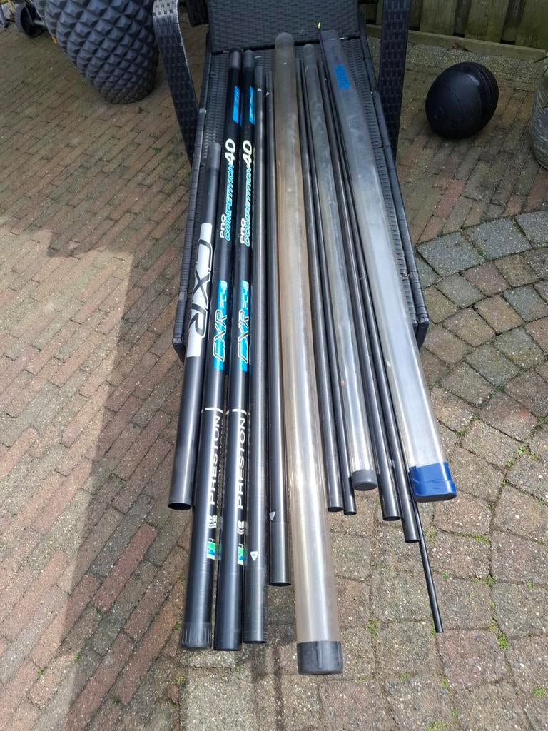 Preston hengel 12,5 m cxr pc40 met 2 x 3 delig topset, Ophalen, Zo goed als nieuw, Vaste hengel