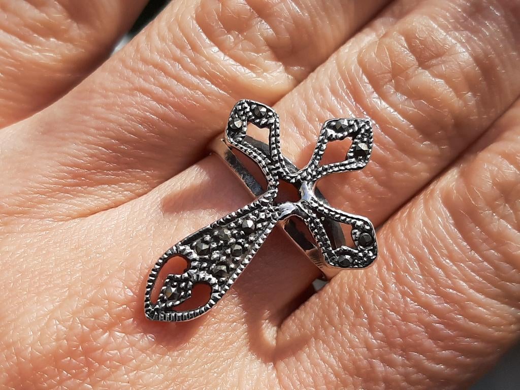 Vanoli - 925 zilveren ring markasiet maat 18,5 cross kruis, Daiva1973@hotmail.com, 18 tot 19, Vanoli, Amsterdam