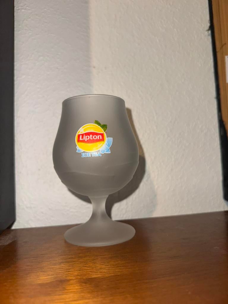 Set van 13 Lipton Ice Tea glazen – mat glas, Verzamelen, Glas en Borrelglaasjes, Ophalen, Zo goed als nieuw, Frisdrankglas