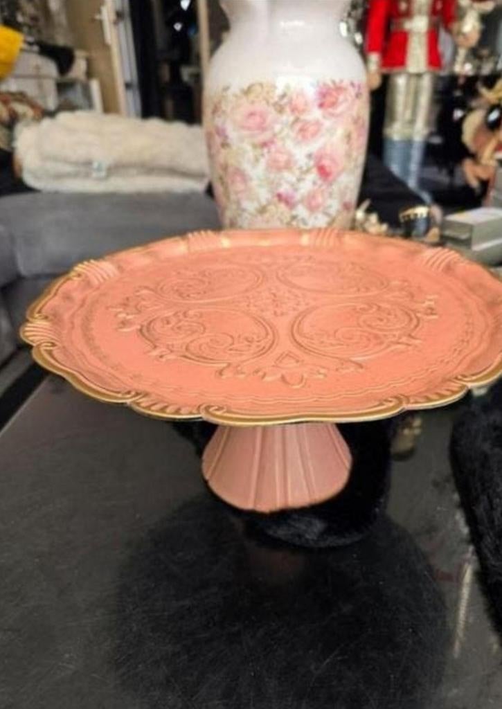 Decoratieve Taartschaal / Etagere - Roze met Goud, Ophalen of Verzenden, Nieuw