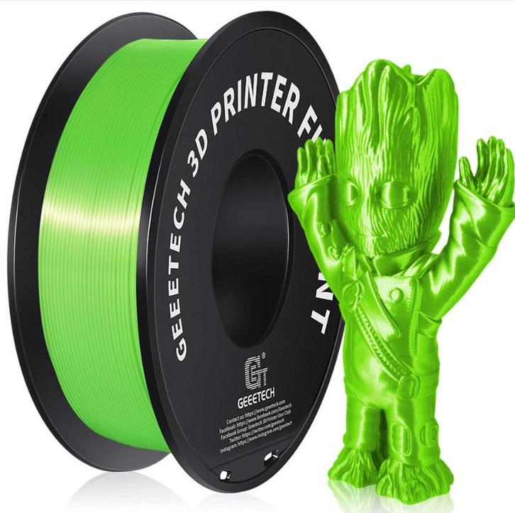Geeetech PLA Silk Green, 1,75 mm / 1000 g 3d filament groen, Computers en Software, 3D-printerbenodigheden, Nieuw, Ophalen of Verzenden