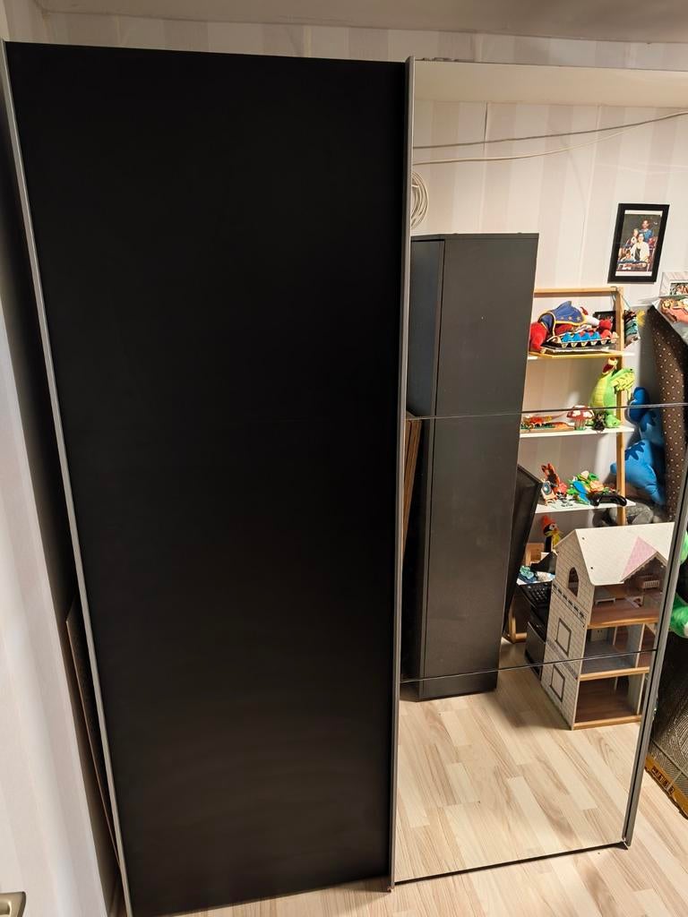 Kledingkast met schuifdeuren en spiegel, Ophalen, Gebruikt, 200 cm of meer, 150 tot 200 cm