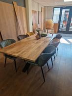 Robuuste eettafel met 6 stoelen - Mango hout, Huis en Inrichting, Overige houtsoorten, 200 cm of meer, Zo goed als nieuw, Vijf personen of meer