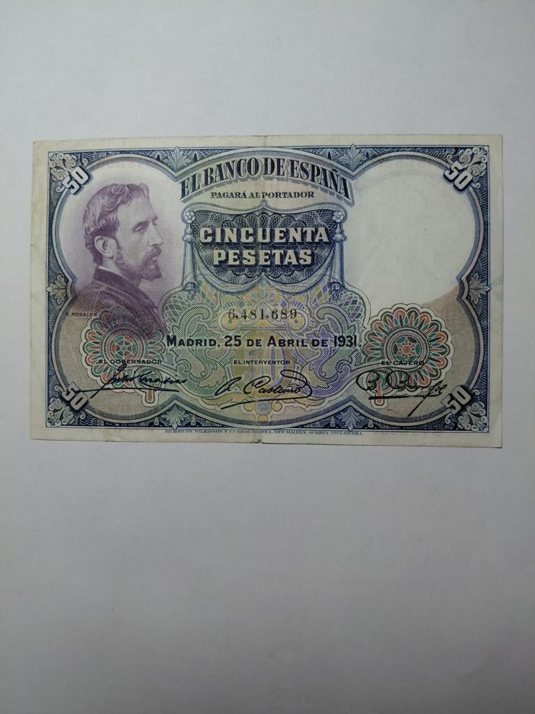 Spanje 50 pesetas 1931, Postzegels en Munten, Bankbiljetten | Europa | Niet-Eurobiljetten, Ophalen of Verzenden, Overige landen
