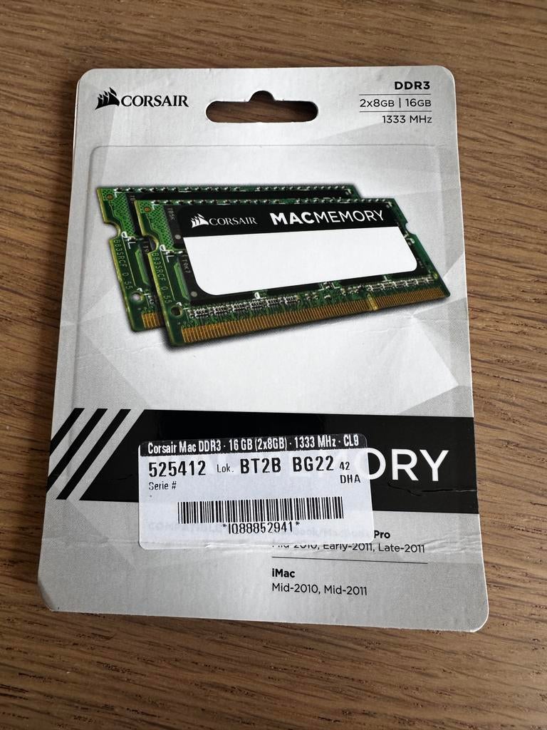 Corsair MacMemory 16GB (2x8GB) DDR3 RAM voor MacBook/iMac, Computers en Software, RAM geheugen, Nieuw, DDR3, Ophalen of Verzenden