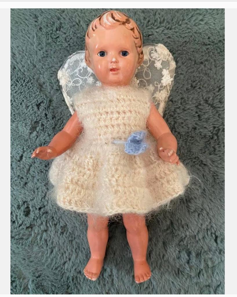 Vintage Schildpad Popje 27 cm met antieke Vleugels, Ophalen of Verzenden, Zo goed als nieuw, X, Pop