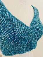 Ocean blue kristalen kralen Top Handgemaakt, Kleding | Dames, Tops, Maat 38/40 (M), Nieuw, Zonder mouw, Verzenden