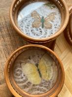 Onderzetters met vlinder motief in glas te Drachten, Ophalen of Verzenden, Zo goed als nieuw, Rechthoekig, Glas